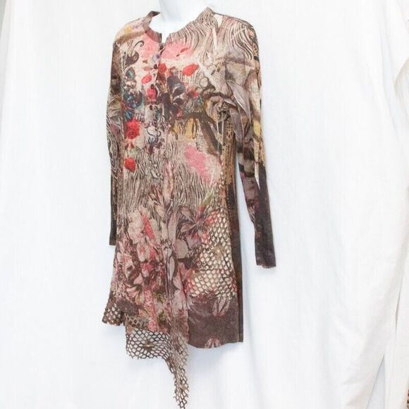 Vgt Ania A Art To Wear Western Steampunk Boho Painting Mesh Asymmetrical Dress S - Picture 6 of 12